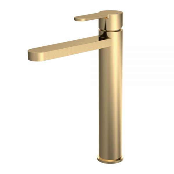 Nuie Arvan Brushed Brass Tall Basin Mixer Tap