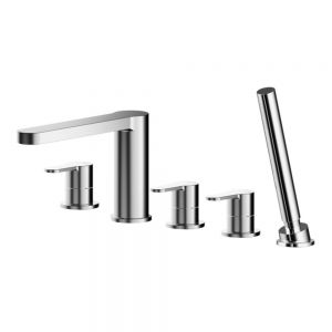 Nuie Arvan Chrome Deck Mounted 5 Hole Bath Shower Mixer Tap