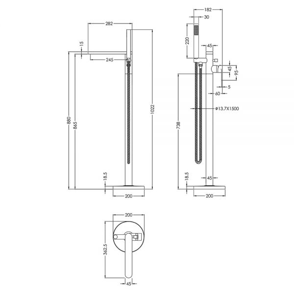 Nuie Arvan Chrome Floor Standing Bath Shower Mixer Tap #2