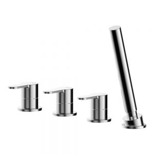 Nuie Arvan Chrome Deck Mounted 4 Hole Bath Shower Mixer Tap