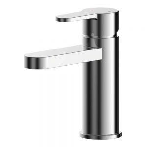 Nuie Arvan Chrome Mini Basin Mixer Tap with Push Button Waste