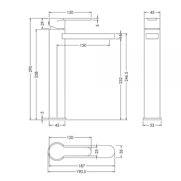 Nuie Arvan Chrome Tall Basin Mixer Tap #2