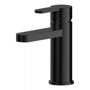 Nuie Arvan Matt Black Mono Basin Mixer Tap with Push Button Waste