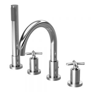 Nuie Aztec Chrome Deck Mounted 4 Hole Bath Shower Mixer Tap