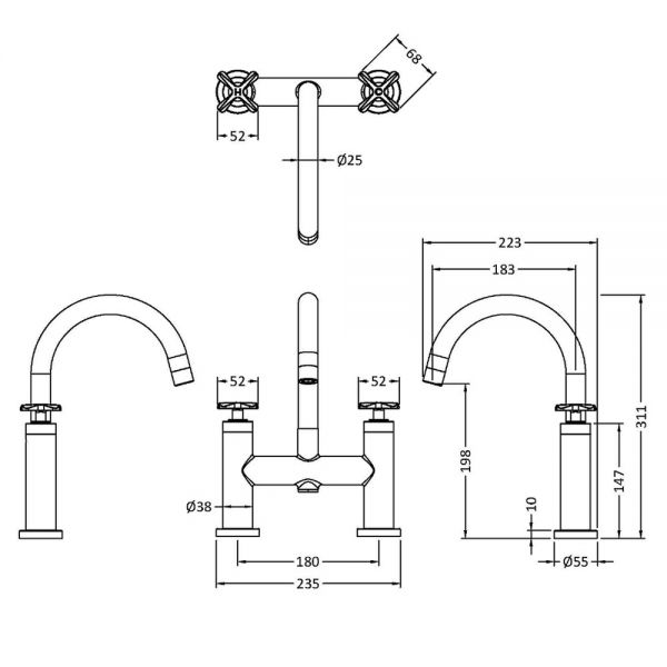 Nuie Aztec Matt Black Bath Filler Tap #2