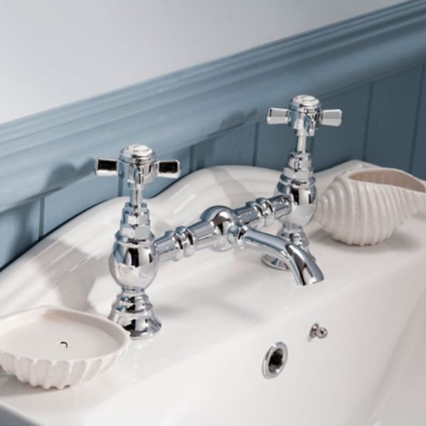 Nuie Beaumont Chrome Bridge Basin Mixer Tap #2