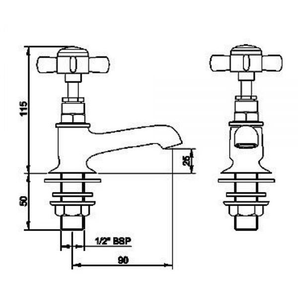 Nuie Beaumont Chrome Basin Pillar Taps #3