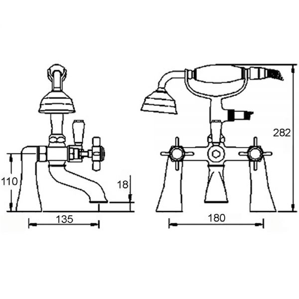 Nuie Beaumont Chrome Bath Shower Mixer Tap #2