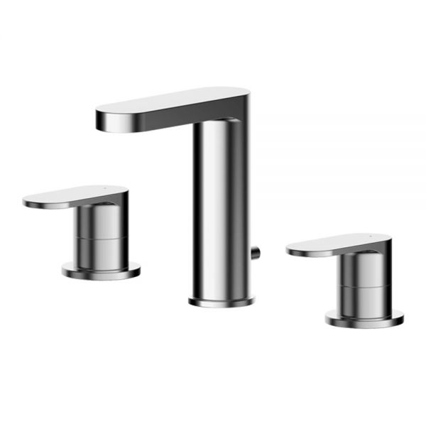 Nuie Binsey Chrome Deck Mounted 3 Hole Basin Mixer Tap with Pop Up Waste