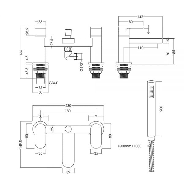 Nuie Binsey Chrome Bath Shower Mixer Tap #2