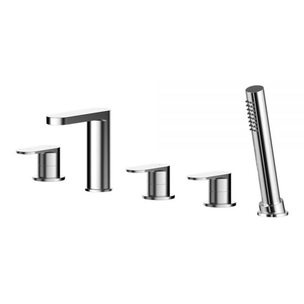 Nuie Binsey Chrome Deck Mounted 5 Hole Bath Shower Mixer Tap