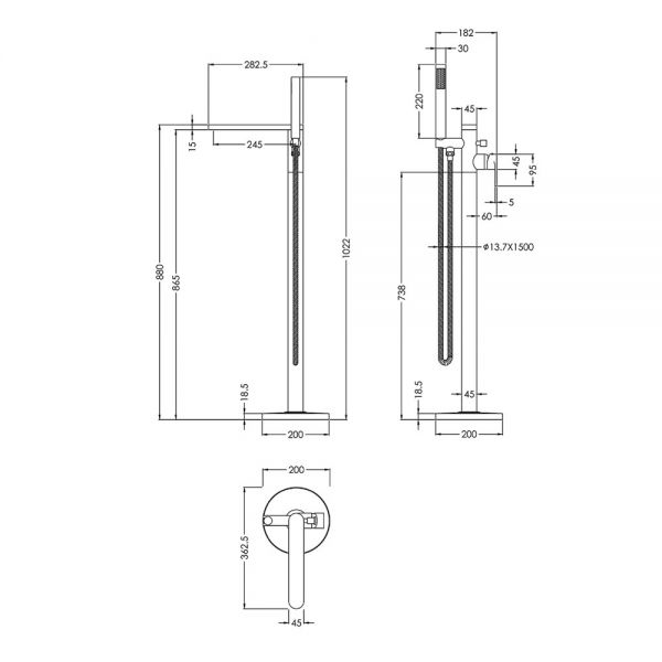 Nuie Binsey Chrome Floor Standing Bath Shower Mixer Tap #2