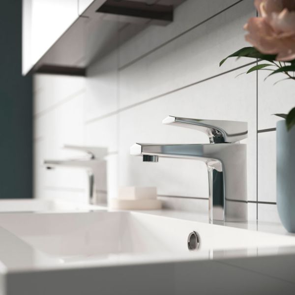 Nuie Hardy Chrome Mono Basin Mixer Tap with Push Button Waste #2