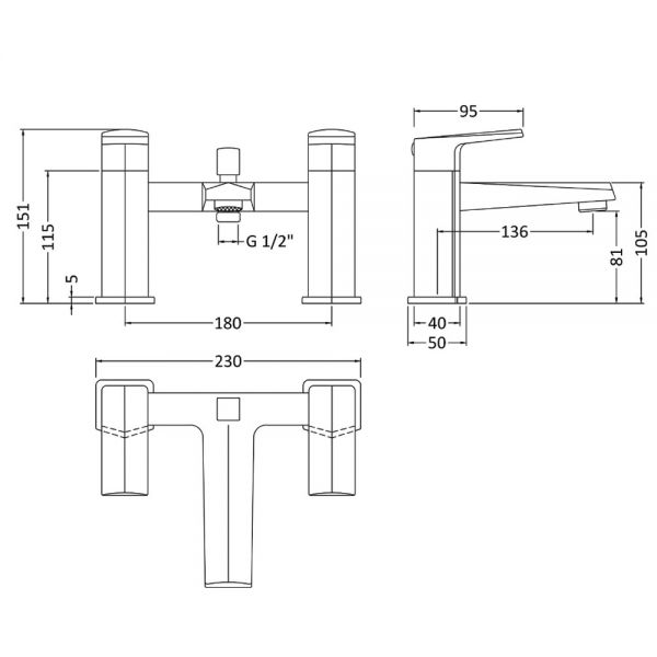Nuie Hardy Chrome Bath Shower Mixer Tap #2