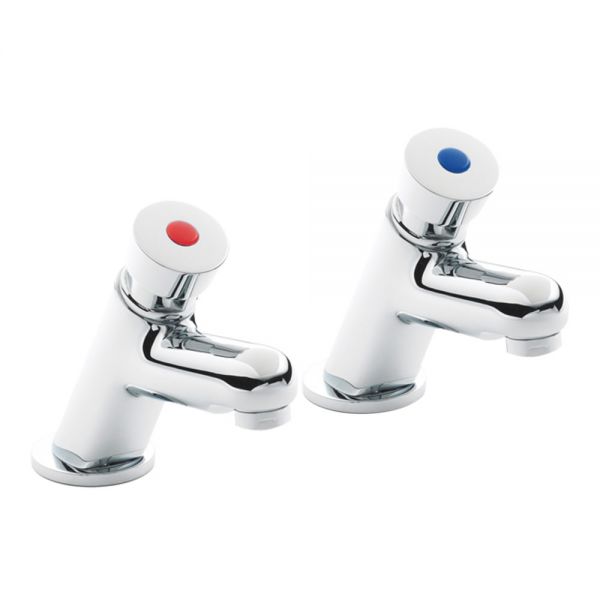 Nuie Non Concussive Chrome Basin Pillar Taps