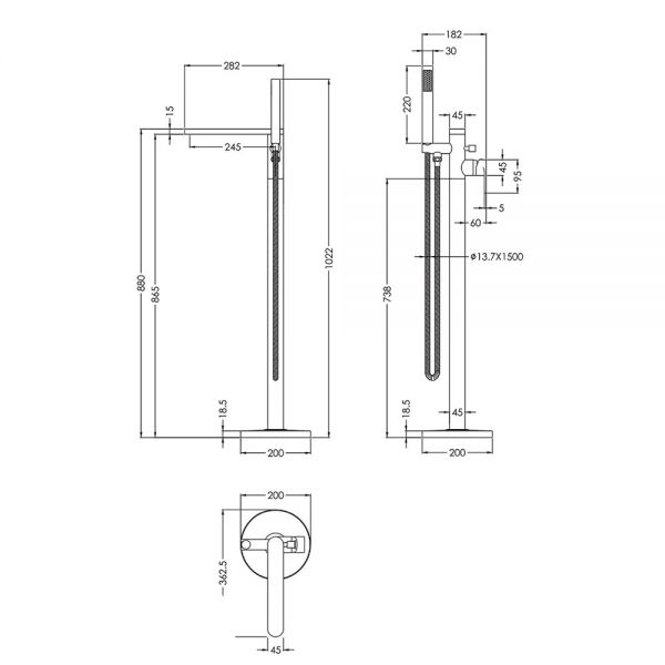 Nuie Windon Brushed Brass Floor Standing Bath Shower Mixer Tap #2