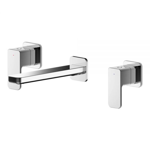 Nuie Windon Chrome Wall Mounted 3 Hole Wall Mounted Basin Mixer Tap