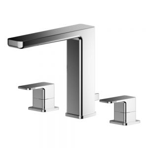 Nuie Windon Chrome Deck Mounted 3 Hole Basin Mixer Tap with Pop Up Waste