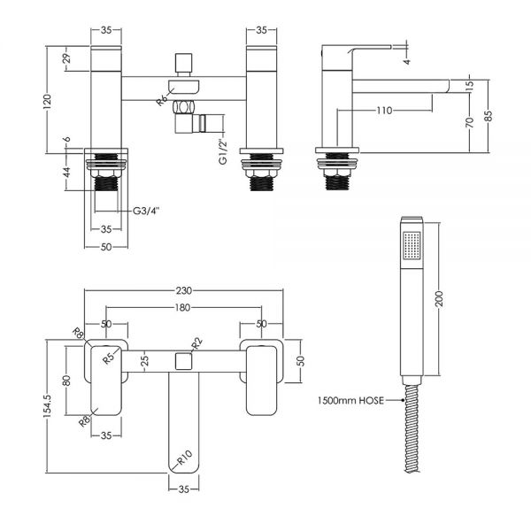 Nuie Windon Chrome Bath Shower Mixer Tap #2