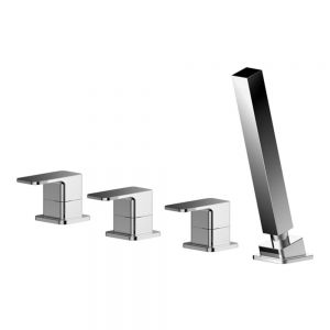 Nuie Windon Chrome Deck Mounted 4 Hole Bath Shower Mixer Tap