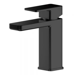Nuie Windon Matt Black Mono Basin Mixer Tap with Push Button Waste