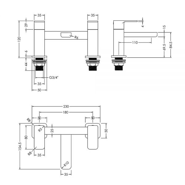 Nuie Windon Matt Black Bath Filler Tap #2