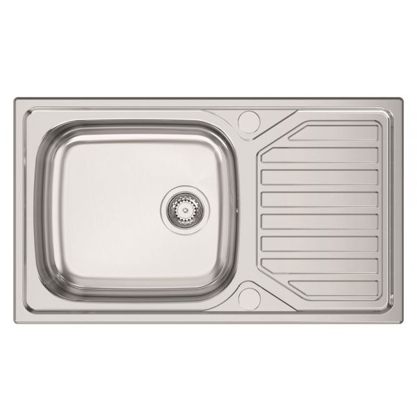 Clearwater Okio 1 Large Bowl Inset Stainless Steel Kitchen Sink with Drainer 860 x 500