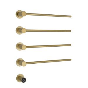 JTP Onyx Brushed Brass 610 x 536 Designer Electric Towel Rail