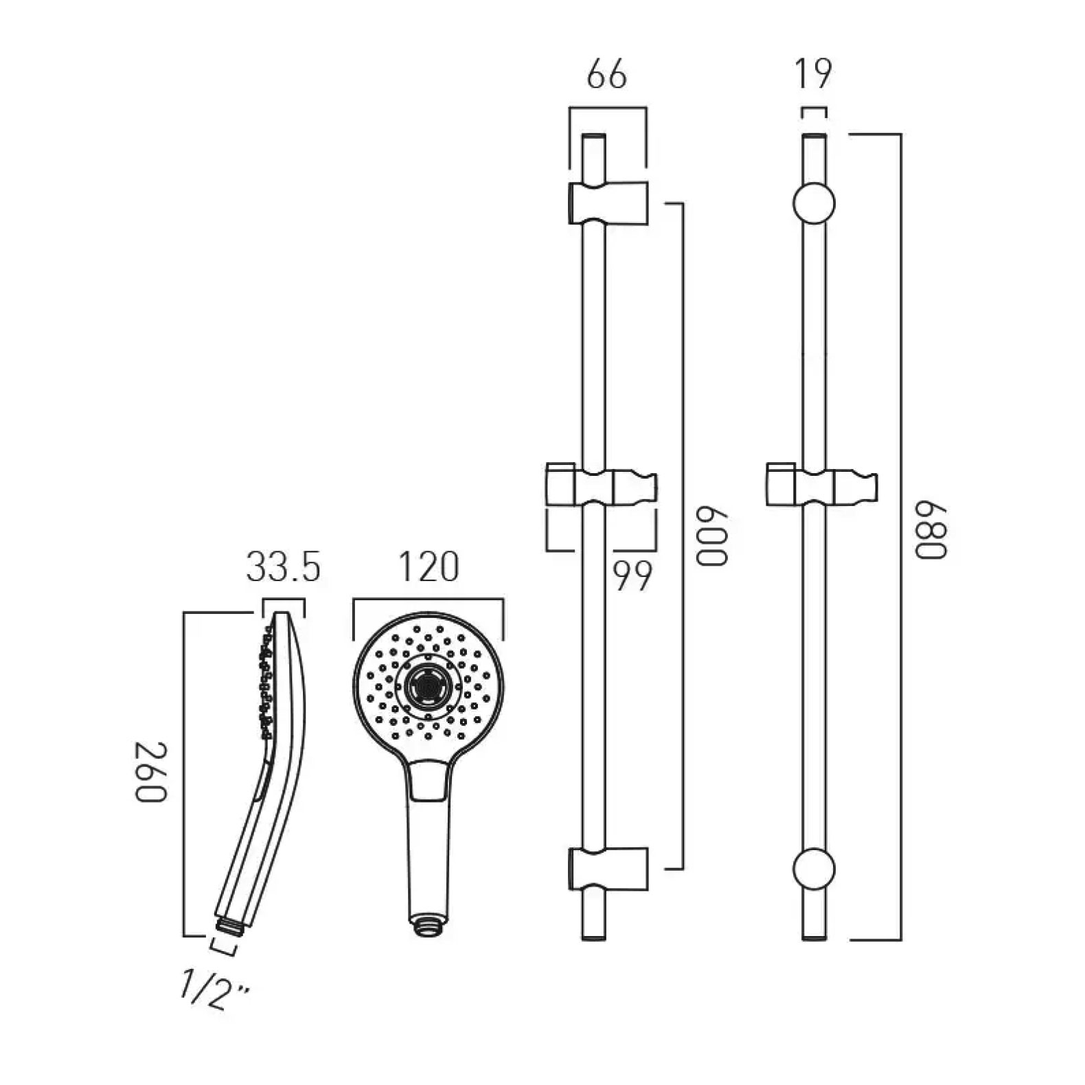 Vado Ora Chrome Round Slider Rail Shower Kit ORAMFSRKROCP