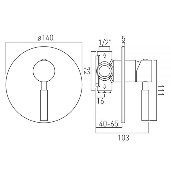 Vado Origins Single Outlet Concealed Manual Shower Valve #2