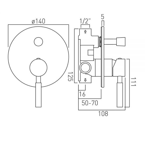 Vado origins Two Outlet Concealed Manual Shower Valve with Diverter #2