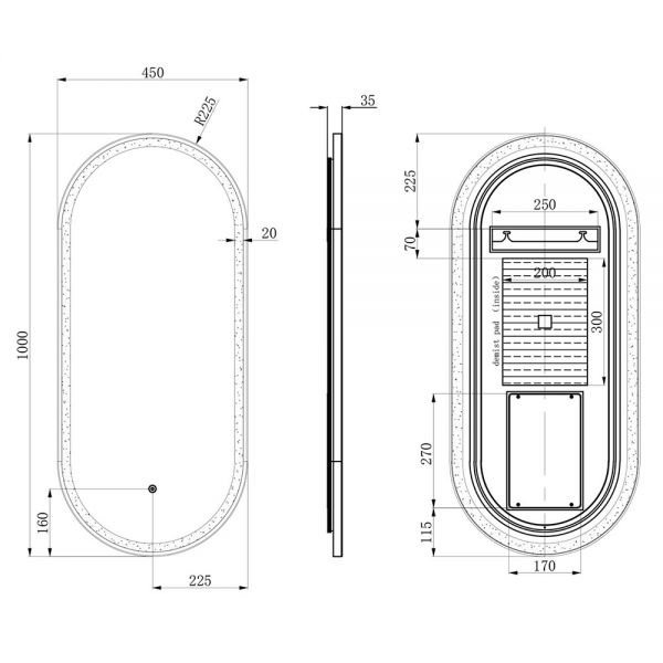 JTP Oval LED Bathroom Mirror 450 x 1000mm #3