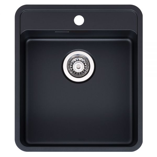 Reginox Ohio Jet Black Single Bowl Stainless Steel Kitchen Sink 440 x 440mm