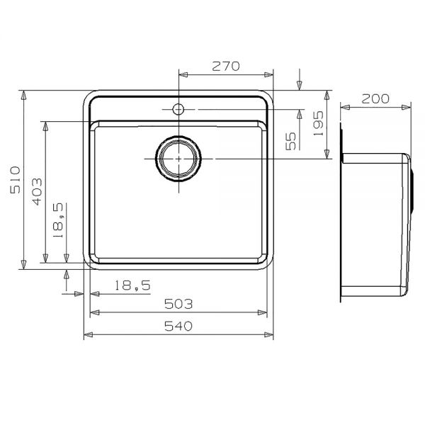 Reginox Ohio Single Bowl Stainless Steel Kitchen Sink 540 x 510mm #2