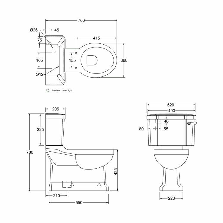 s trap toilet and cistern