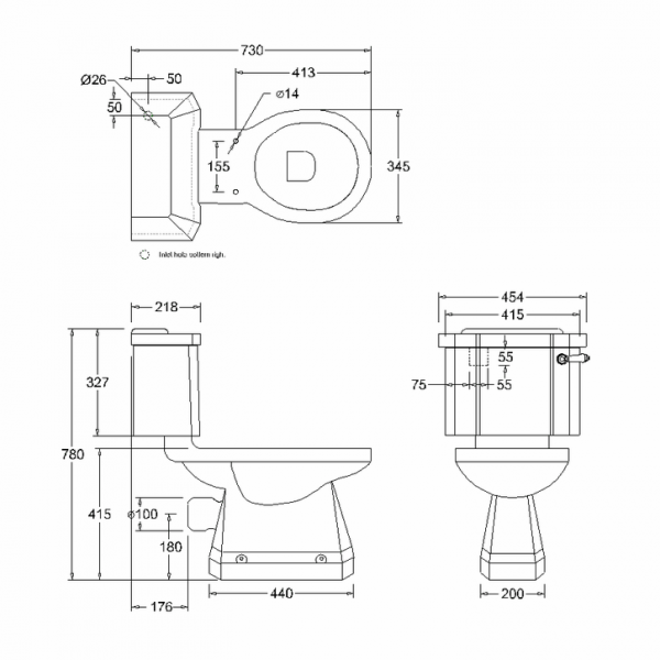 Burlington Close Coupled Rimless Pan and Compact Cistern P20 C3 #2