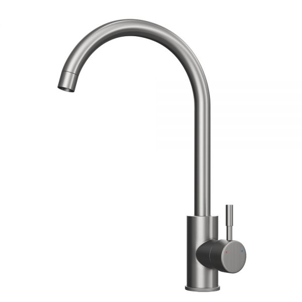 Ellsi Tivoli WRAS Single Lever Brushed Stainless Steel Kitchen Mixer Tap with Swivel Spout
