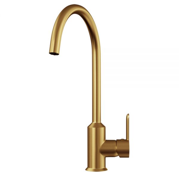 Ellsi Entice Single Lever Brushed Gold Kitchen Mixer Tap with Swivel Spout