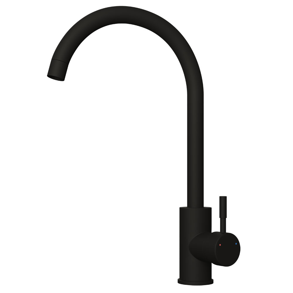 Ellsi Tivoli WRAS Single Lever Matt Black Kitchen Mixer Tap with Swivel