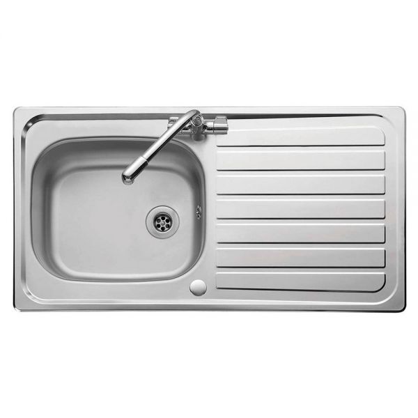 Clearwater Contract Shallow 1 Bowl Inset Stainless Steel Kitchen Sink with Drainer 950 x 500