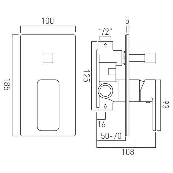 Vado Phase Concealed Shower Valve With Diverter #2
