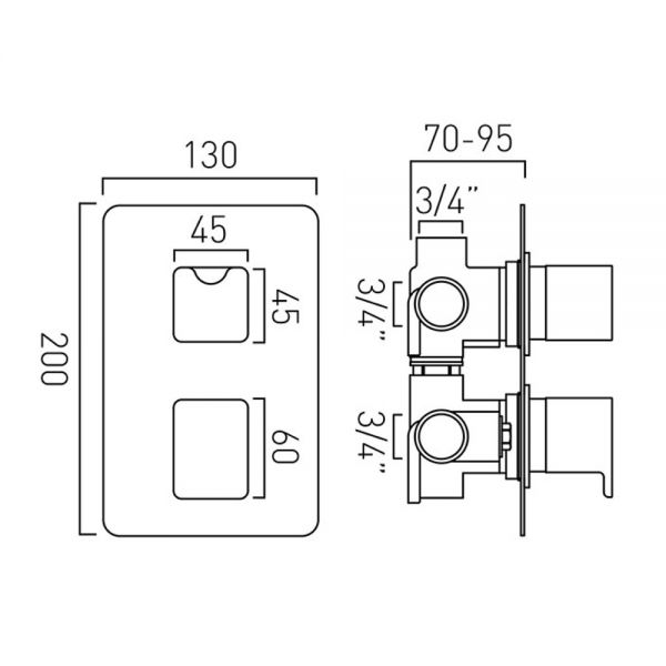 Vado Concearned 3 Outlet Thermostatic Shower Valve With Integrated Diverter #2