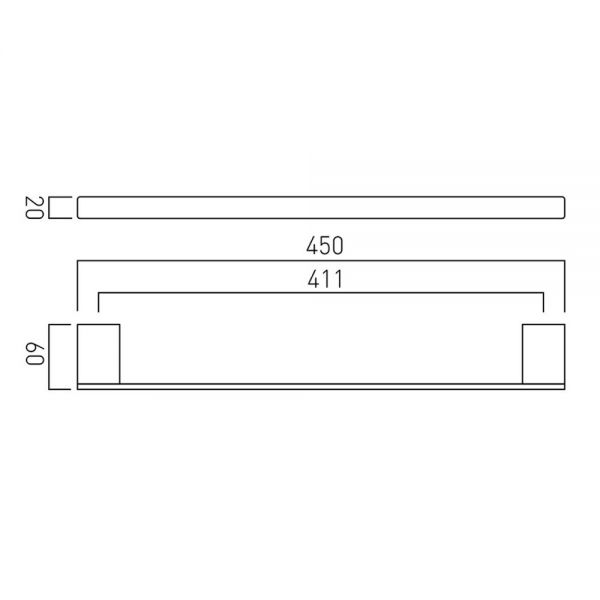 Vado Phase 450mm Chrome Wall Mounted Towel Rail #2