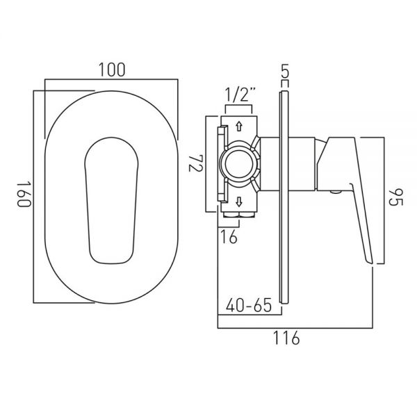 Vado Photon Single Outlet Concealed Manual Shower Valve #2