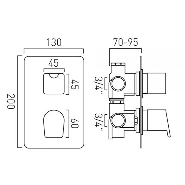 Vado Concealed 2 Outlet Thermostatic Shower Valve With Integrated Diverter #2