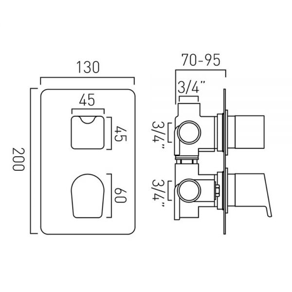 Vado Concealed 3 Outlet Thermostatic Shower Valve With Integrated Diverter #2