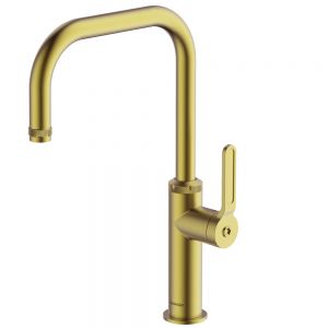 Clearwater Pioneer U Single Lever Brushed Brass Monobloc Kitchen Sink Mixer Tap