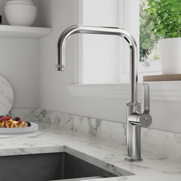 Clearwater Pioneer U Single Lever Brushed Nickel Monobloc Kitchen Sink Mixer Tap #2