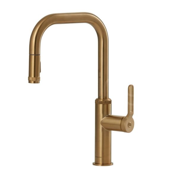 Clearwater Pioneer Single Lever Brushed Brass Pull Out Monobloc Kitchen Sink Mixer Tap