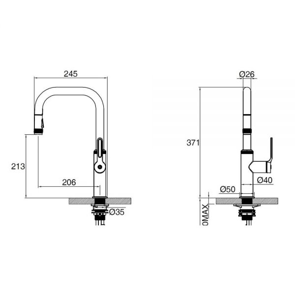 Clearwater Pioneer Single Lever Chrome Pull Out Monobloc Kitchen Sink Mixer Tap #2